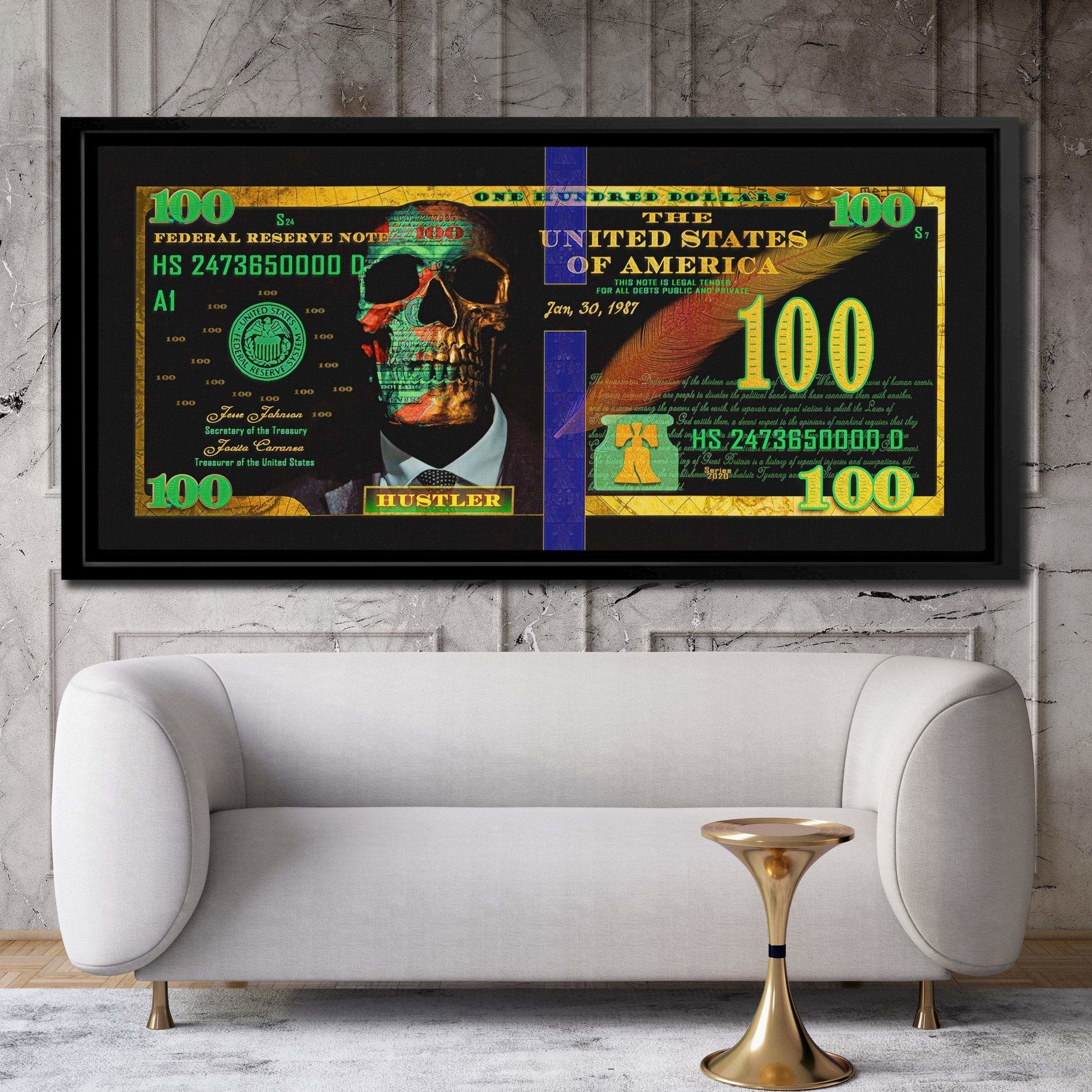 Money Skull - 100 Dollar Bill
